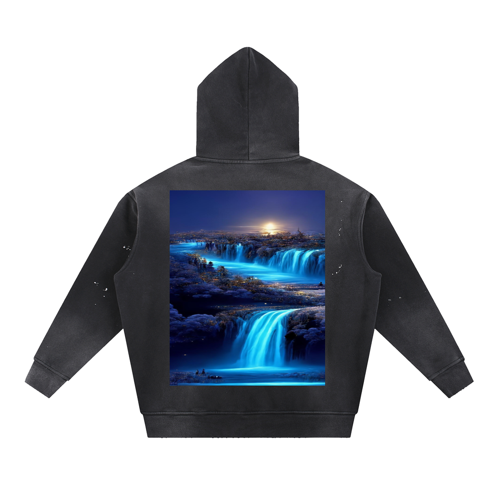Vintage Washed Frayed Fleece Hoodie