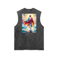 Snow Washed Frayed Hem Tank Top